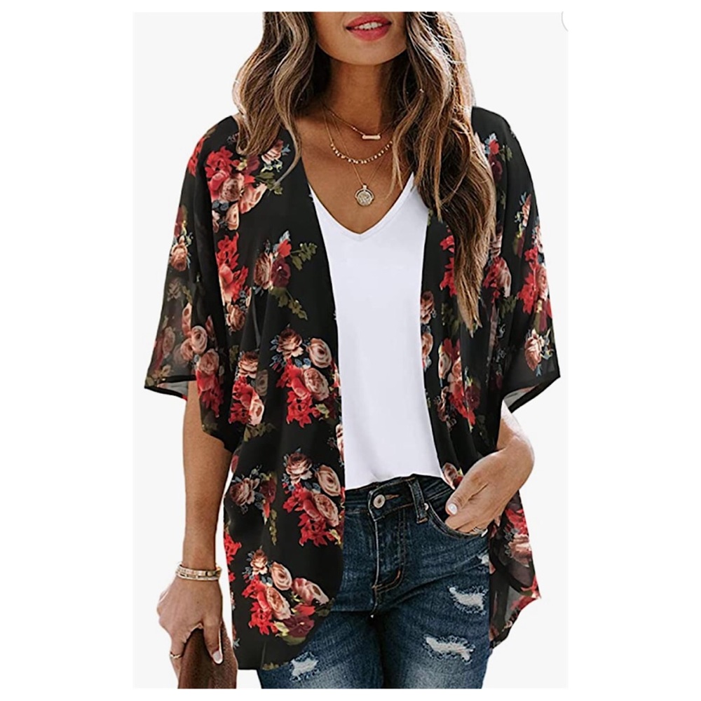 Women’s Floral Kimono Sheer Cardigan